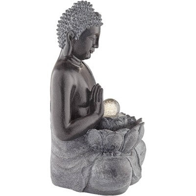 John Timberland Sitting Buddha Zen Outdoor Water Fountain With LED Light 28" For Yard Garden Patio Deck Porch House Exterior Balcony Meditation