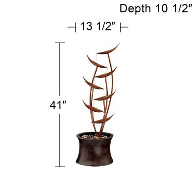 John Timberland Tiered Copper Leaves Modern Cascading Tiered Leaves Outdoor Floor Water Fountain 41" For Yard Garden Patio Deck Porch Balcony Roof