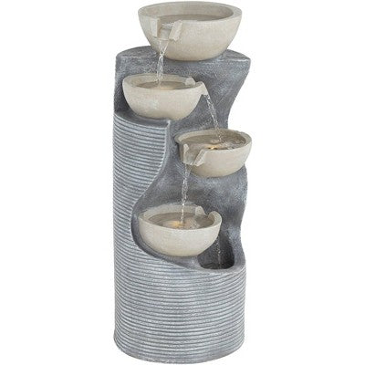 Tarin Four Bowl 31 1/2" High Large Modern Indoor Outdoor Decor Faux Stone Floor Fountain With Light LED Cascading Outside Garden