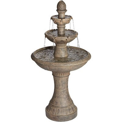 John Timberland Louvre Rustic 3 Tier Cascading Outdoor Floor Water Fountain With LED Light 44" For Yard Garden Patio Home Deck Porch Exterior Balcony