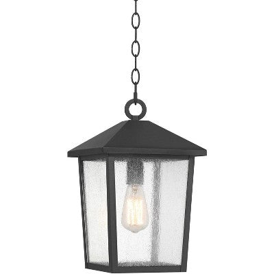 John Timberland Westmont 15 3/4" High Modern Outdoor Pendant Light Fixture Ceiling Porch House Hanging Sand Black Aluminum Seeded Glass Shade