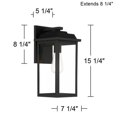 John Timberland Eastcrest Modern Outdoor Wall Light Fixtures Set Of 2 Textured Black Metal 15 1/4" Clear Glass For Post Exterior Barn Deck