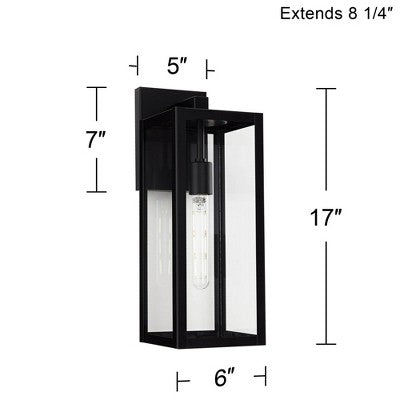 John Timberland Titan Modern Outdoor Wall Light Fixture Mystic Black 17" Clear Glass For Post Exterior Barn Deck House Porch Yard Patio Home Outside