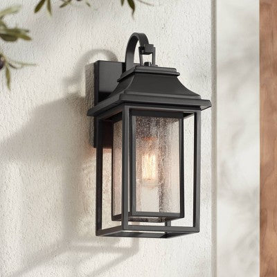  John Timberland Cecile Modern Outdoor Wall Light Fixture Painted Bronze 17 3/4" Seeded Clear Glass For Post Exterior Barn Deck House Porch Yard Patio