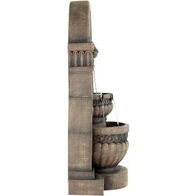  John Timberland Roman Outdoor Floor Water Fountain With Light LED 50" High 2-Tier Lion Face For Yard Garden Patio Deck Home