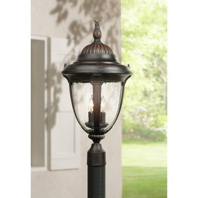  John Timberland Casa Sierra Vintage Rustic Post Light Bronze 24 1/2" Clear Seedy Glass Panels For Exterior Barn Deck House Porch Yard Patio Outside