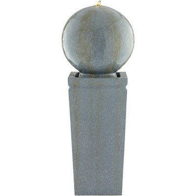  Ball And Pillar 34 1/4" High Large Modern Indoor Outdoor Decor Faux Stone Floor Fountain With Light LED Bubbler Outside Garden Patio
