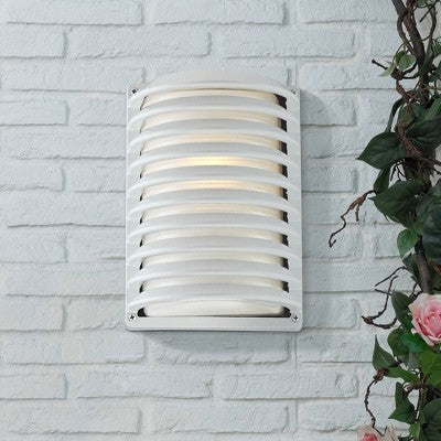  John Timberland Modern Industrial Outdoor Wall Light Fixture White Grid 10" Frosted Glass For Post Exterior Barn Deck House Porch Yard Posts Patio