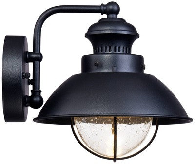  John Timberland Industrial Outdoor Wall Light Fixtures Set Of 2 Black Metal LED 8" Seedy Glass For Exterior Barn Deck House Porch