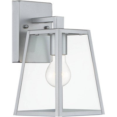  John Timberland Arrington Modern Outdoor Wall Light Fixture Silver Steel 10 3/4" Clear Glass For Post Exterior Barn Deck House Porch Yard Posts Patio