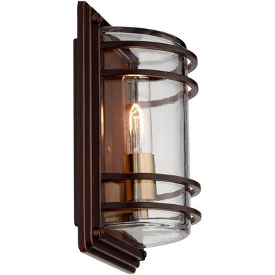  John Timberland Habitat Modern Outdoor Wall Light Fixtures Set Of 2 Bronze Brass 11" Clear Glass For Post Exterior Barn Deck House Porch Yard Patio