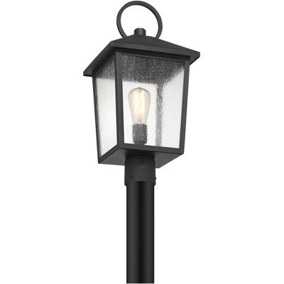  John Timberland Westmont 20 3/4" High Modern Outdoor Post Light Fixture Pole Porch House Exterior Weatherproof Sand Black Aluminum Seeded Glass Shade