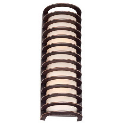  John Timberland Modern Outdoor Wall Light Fixture Rubbed Bronze Grid 16 3/4" Frosted Glass Cylinder For Exterior Porch Patio