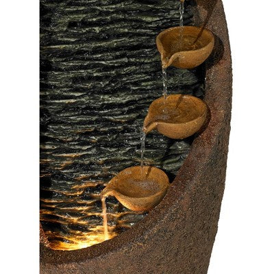  John Timberland Modern Rustic Outdoor Floor Water Fountain With Light LED 34 1/2" High Cascading For Yard Garden Patio Deck