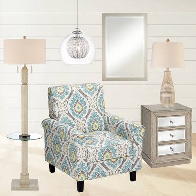  John Timberland Southwest Rustic Table Lamp 27" Tall Faux Light Wood Oatmeal Fabric Drum Shade For Living Room Bedroom Bedside Nightstand
