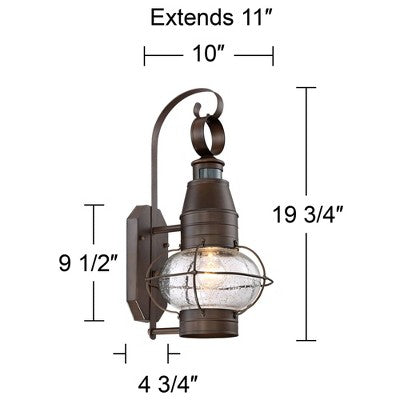  John Timberland Galt Rustic Outdoor Wall Light Fixture Oil Rubbed Bronze Motion Sensor Dusk To Dawn 19 3/4" Clear Seedy Glass For Post Exterior Barn