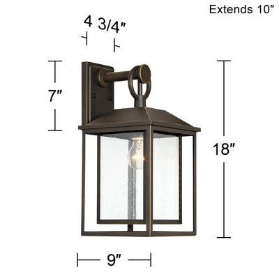  John Timberland Califa Mission Outdoor Wall Light Fixture Bronze 18" Clear Textured Glass For Post Exterior Barn Deck House Porch Yard Posts Patio
