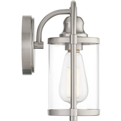  John Timberland Avani Rustic Farmhouse Outdoor Wall Light Fixture Brushed Nickel 10 1/4" Clear Glass For Exterior Barn Deck House Porch Yard Patio