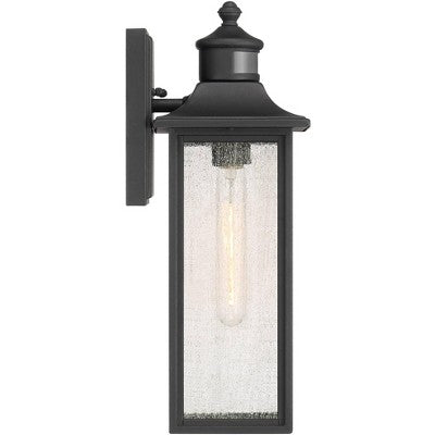  John Timberland Mission Outdoor Wall Light Fixture Black Dusk To Dawn Motion Sensor 16 1/2" Seeded Glass For Exterior House Porch