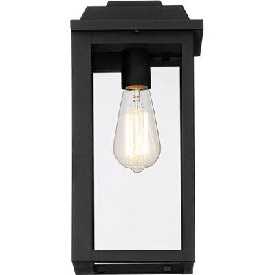  John Timberland Eastcrest Modern Outdoor Wall Light Fixtures Set Of 2 Textured Black Metal 14" Clear Glass For Post Exterior Barn Deck House