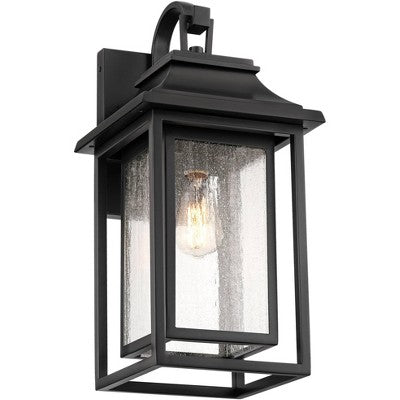  John Timberland Cecile 21.25 High Mission Outdoor Wall Light Fixture Mount Porch House Box Lantern Weatherproof Black Clear Seeded Glass Shade