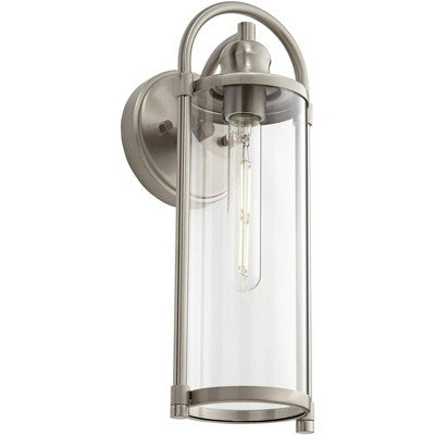  John Timberland Avani 15 1/2" High Modern Indoor/Outdoor Wall Light Porch House Edison Bulb Silver Brushed Nickel Finish Metal Clear Glass Shade