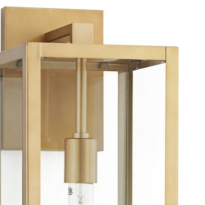  John Timberland Titan Modern Outdoor Wall Light Fixture Soft Gold 20 1/4" Clear Glass For Post Exterior Barn Deck House Porch Yard Posts Patio Home