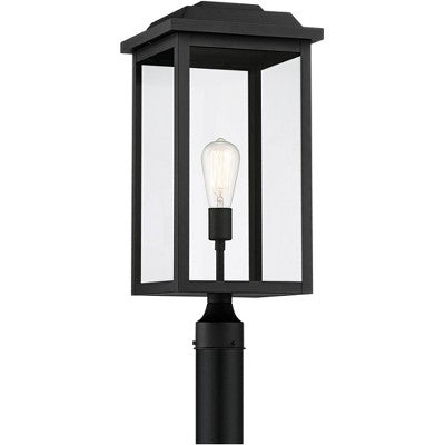  John Timberland Eastcrest Modern Outdoor Post Light Textured Black 22 1/2" Clear Glass Panels For Exterior Barn Deck House Porch Yard Patio Outside