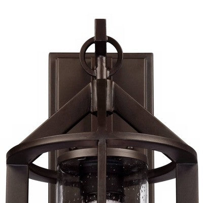  John Timberland Argentine Rustic Farmhouse Outdoor Wall Light Fixture Bronze 17" Clear Seedy Cylinder Glass For Post Exterior Barn Deck House Porch