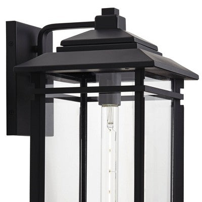  John Timberland North House Mission Outdoor Wall Light Fixture Matte Black Metal 19" Clear Glass For Post Exterior Barn Deck House Porch Yard Patio