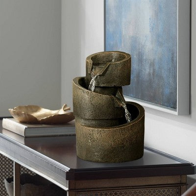  John Timberland Rustic Modern Zen Indoor Tabletop Water Fountain 9 3/4" High Cascading Table Desk Office Home Bedroom Relaxation