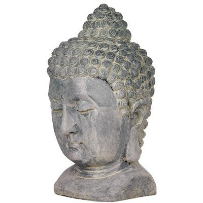  John Timberland Meditating Buddha Head Statue Sculpture Garden Decor Outdoor Front Porch Patio Yard Outside Home Gray Faux Stone 18 1/2" Tall