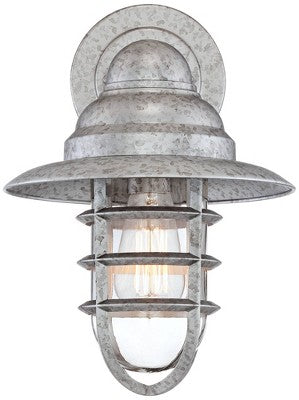  John Timberland Marlowe 13 1/4" High Farmhouse Rustic Hooded Cage Outdoor Wall Light Fixture Mount Porch House Set Of 2 Galvanized Clear Glass Shade