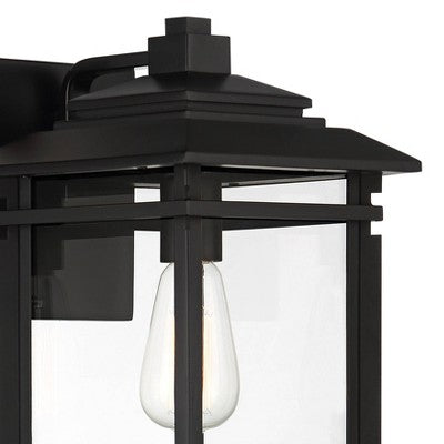  John Timberland North House Mission Outdoor Wall Light Fixture Matte Black Metal 16" Clear Glass For Post Exterior Barn Deck House Porch Yard Patio