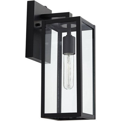  John Timberland Titan Modern Outdoor Wall Light Fixtures Set Of 2 Mystic Black Dusk To Dawn 14" Clear Glass For Post Exterior Barn Deck