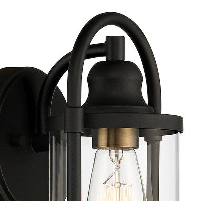  John Timberland Avani Modern Outdoor Wall Light Fixtures Set Of 2 Black Metal 10 1/4" Clear Glass For Post Exterior Barn Deck House Porch Yard Patio