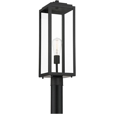  John Timberland Titan Modern Outdoor Post Light Mystic Black 21 3/4" Clear Glass Panels For Exterior Barn Deck House Porch Yard Patio Home Outside