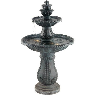  John Timberland Hampton Rustic 4 Tier Cascading Outdoor Floor Water Fountain With LED Light 56 3/4" For Yard Garden Patio Deck Porch Exterior Balcony