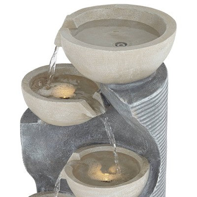  Tarin Four Bowl 31 1/2" High Large Modern Indoor Outdoor Decor Faux Stone Floor Fountain With Light LED Cascading Outside Garden