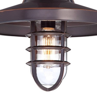  John Timberland Marlowe Rustic Industrial Outdoor Wall Light Fixtures Set Of 2 Painted Bronze Hooded Cage 13" Clear Glass For Exterior