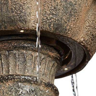  John Timberland Louvre Rustic 3 Tier Cascading Outdoor Floor Water Fountain With LED Light 44" For Yard Garden Patio Home Deck Porch Exterior Balcony