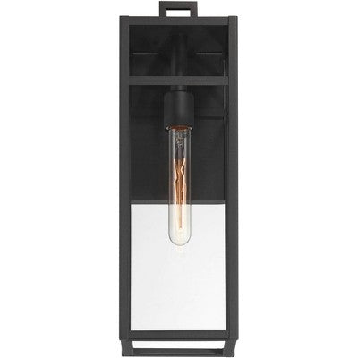  John Timberland San Lucas 18 3/4" High Modern Outdoor Wall Light Fixture Mount Porch House Set Of 2 Weatherproof Sand Black Metal Clear Glass Shade