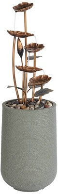  John Timberland Leonisis Rustic Cascading Leaves Outdoor Floor Water Fountain 38 1/2" For Yard Garden Patio Home Deck Lawn Porch House