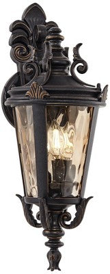  John Timberland Casa Marseille Rustic Outdoor Wall Light Fixture Valencia Bronze Scroll 21 3/4" Champagne Hammered Glass For Post Exterior Barn Deck