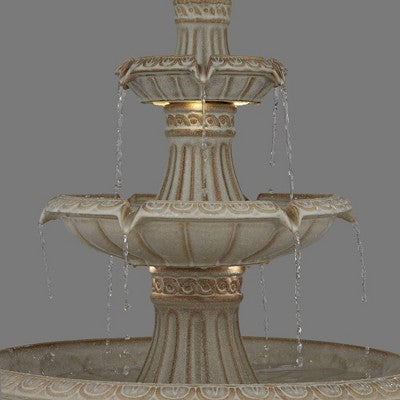  Formentera 45 1/4" High Large Italian Outdoor Decor Off-White Ceramic Floor Fountain With Light LED 3-Tier Outside Garden Patio Yard