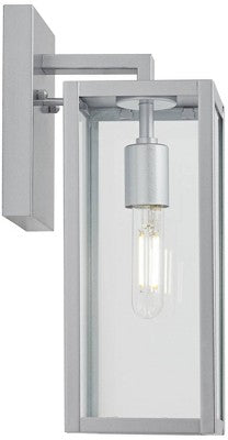  John Timberland Titan Modern Outdoor Wall Light Fixture Silver Metal Rectangular Frame 14" Clear Glass For Post Exterior Barn Deck House