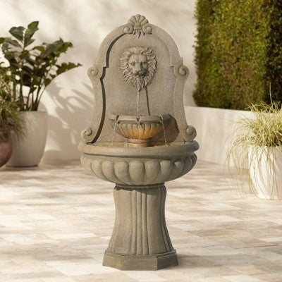  Royal Savanna Lion 58" High Large Italian Indoor Outdoor Decor Faux Stone Floor Fountain With Light LED Outside Garden Patio