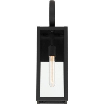  John Timberland Modern Outdoor Wall Light Fixtures Set Of 2 Deep Black 21" Clear Glass For Post Exterior Barn Deck House Porch