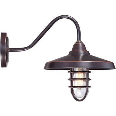  John Timberland Marlowe Rustic Industrial Farmhouse Outdoor Wall Light Fixture Painted Bronze Cage 16 3/4" Clear Glass For Post Exterior Barn Deck