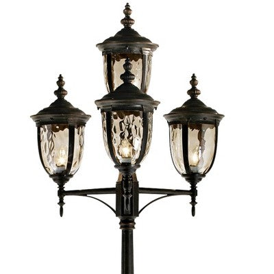  John Timberland Outdoor Post Light Veranda Bronze 102" 4-Light Street Lantern Champagne Hammered Glass For Exterior Garden Yard